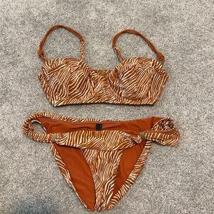 Burnt orange Zebra Print Bikini Set